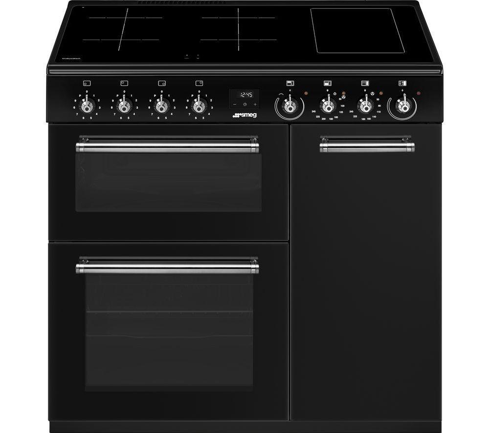 SMEG CX93IMBL 90 cm Electric Induction Range Cooker – Black, Black