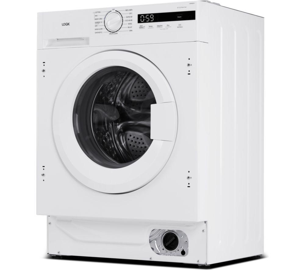 LOGIK LI8W6D25 Integrated 8 kg Washer Dryer - White image number 3 of 9