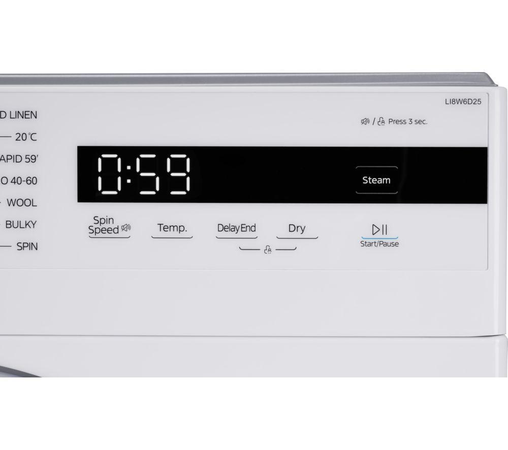 LOGIK LI8W6D25 Integrated 8 kg Washer Dryer - White image number 4 of 9
