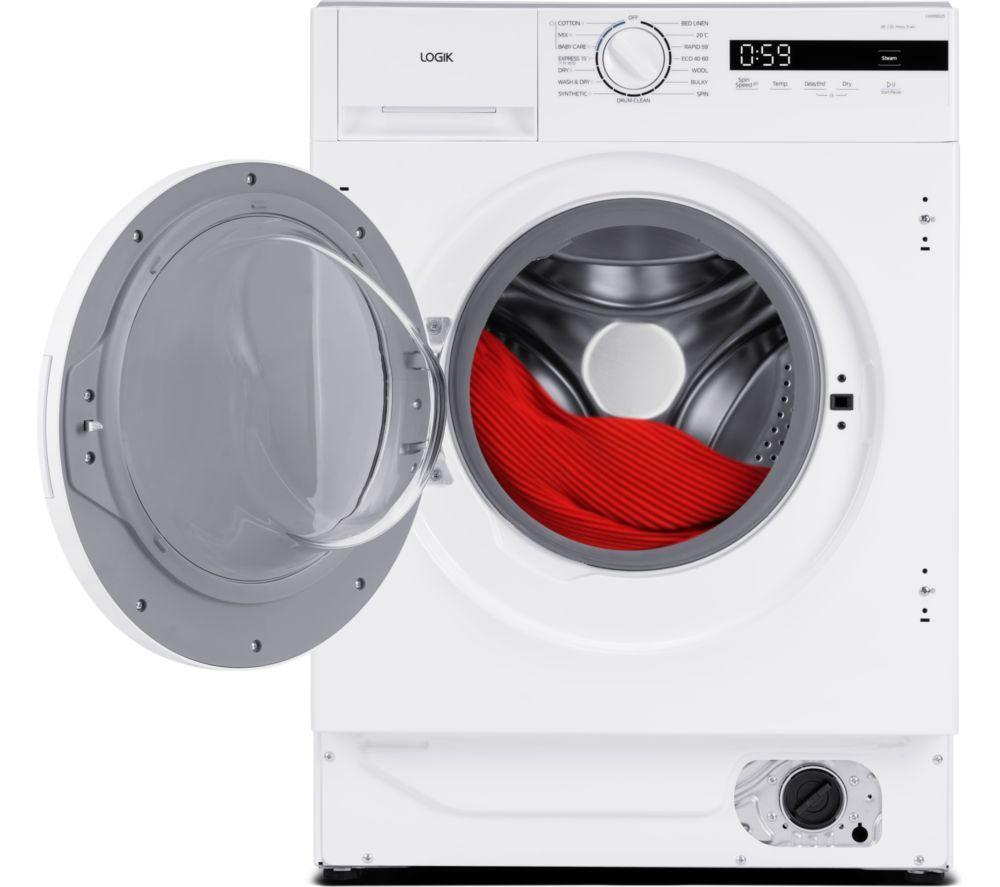 LOGIK LI8W6D25 Integrated 8 kg Washer Dryer - White image number 5 of 9
