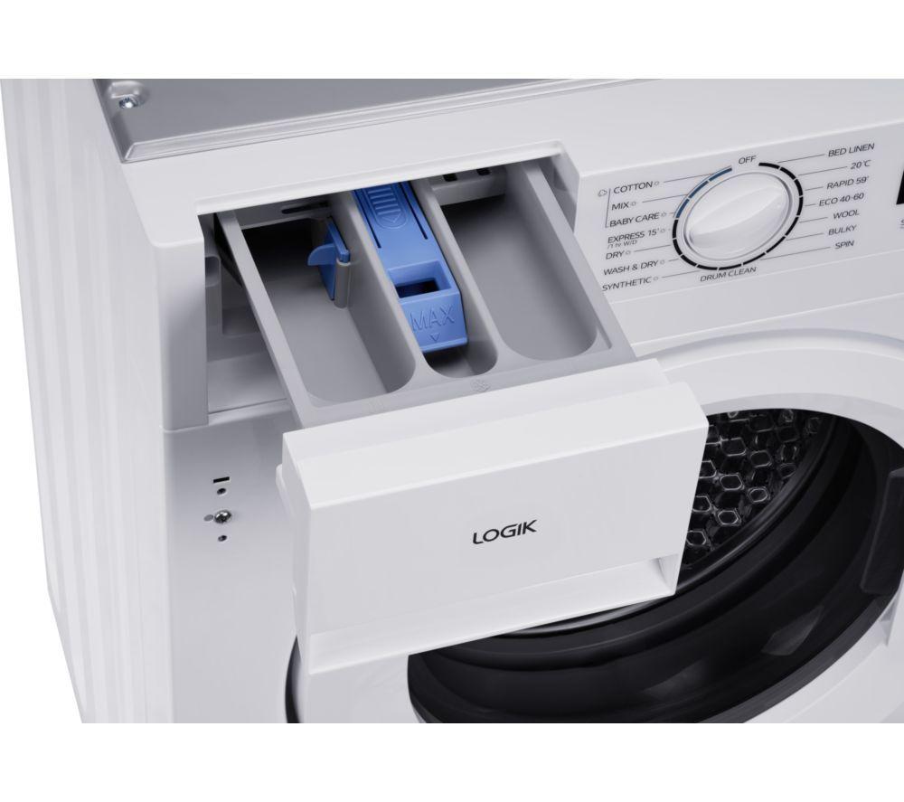LOGIK LI8W6D25 Integrated 8 kg Washer Dryer - White image number 7 of 9