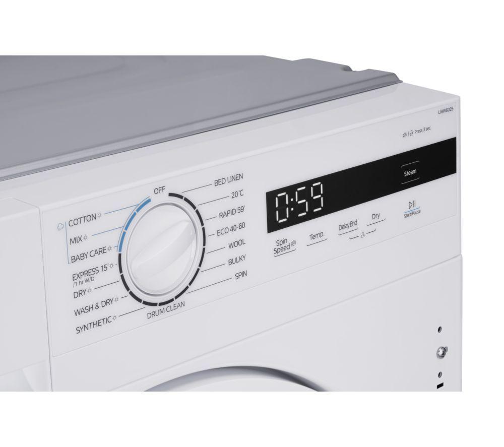 LOGIK LI8W6D25 Integrated 8 kg Washer Dryer - White image number 9 of 9