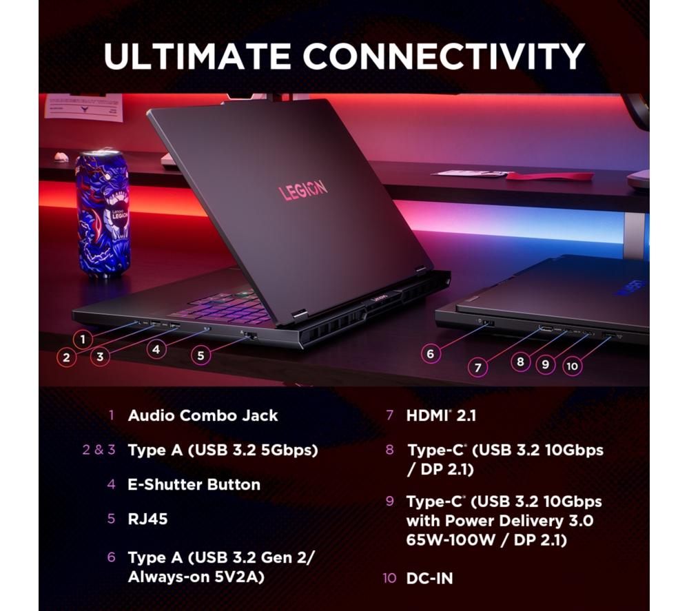 LENOVO Legion Pro 5 16" Gaming Laptop - AMD Ryzen 9, RTX 5070, 1 TB SSD image number 15 of 19