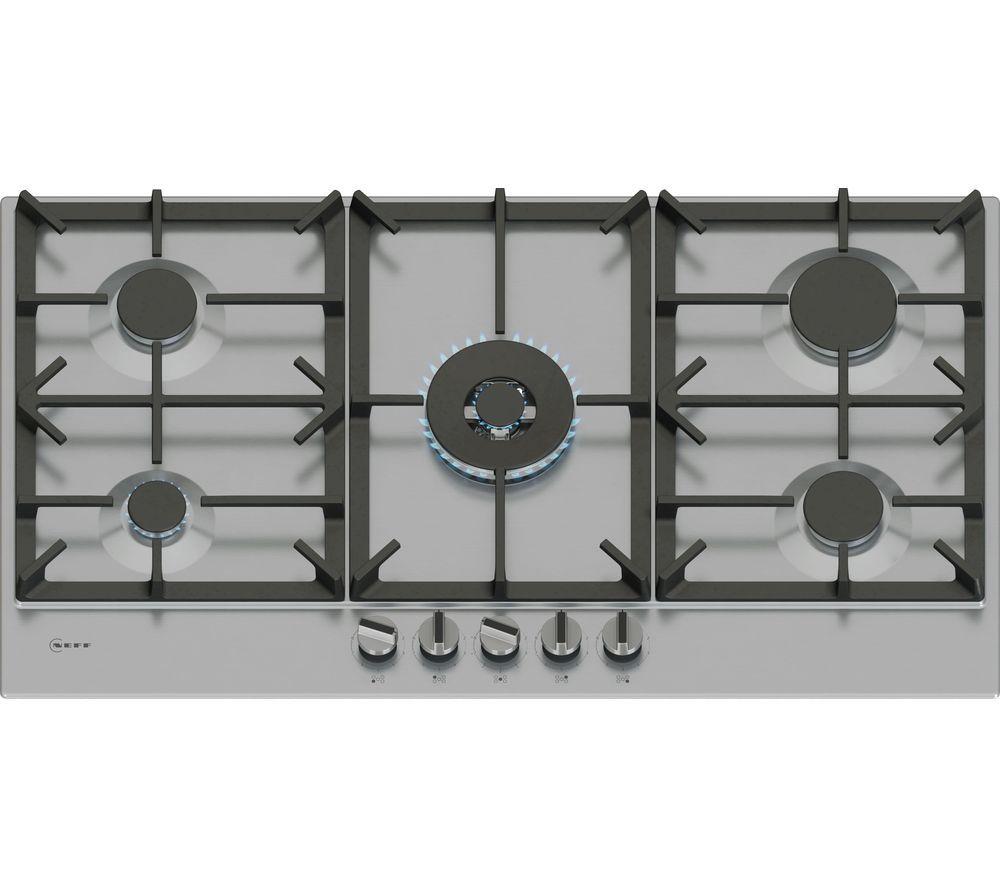NEFF N70 T29CIR8N0 90 cm Gas Hob – Stainless Steel, Stainless Steel