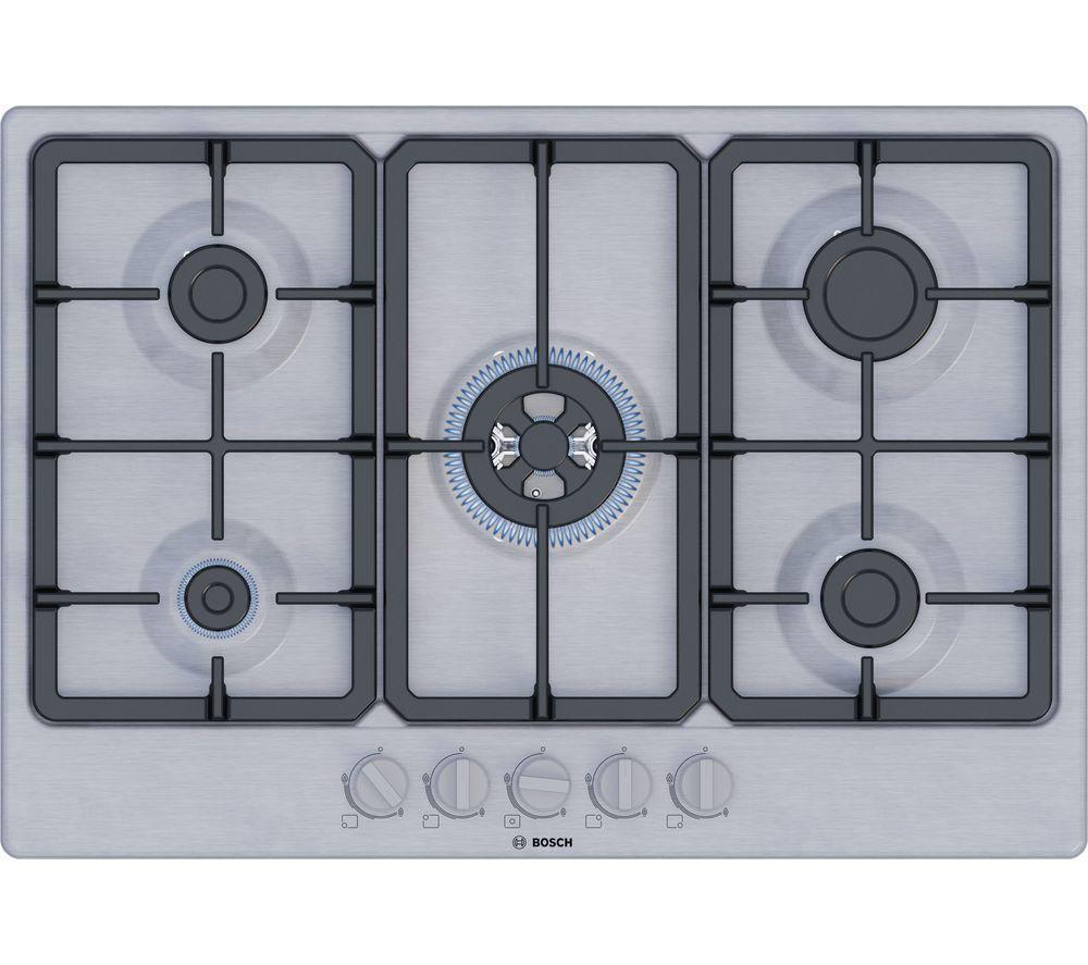 BOSCH Series 4 PGQ7B5K90 75 cm Gas Hob – Stainless Steel, Stainless Steel