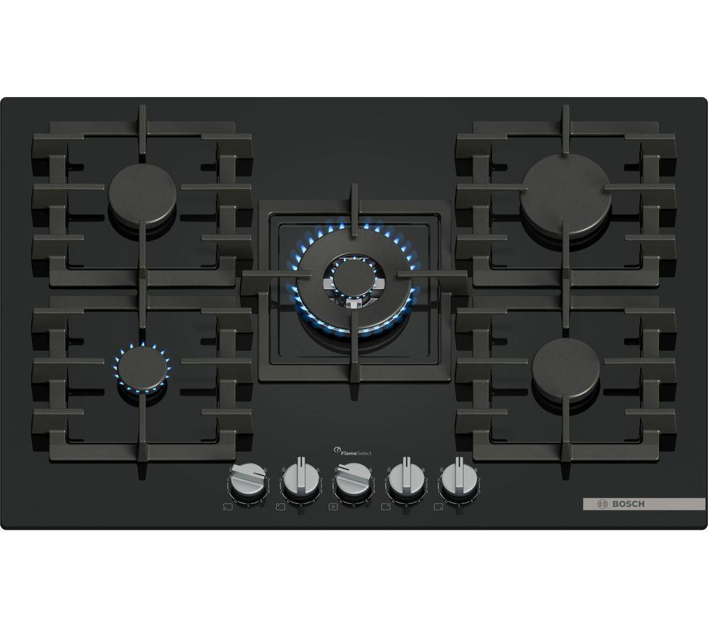 BOSCH Series 6 PPQ7A6I40 75 cm Gas Hob – Black, Black