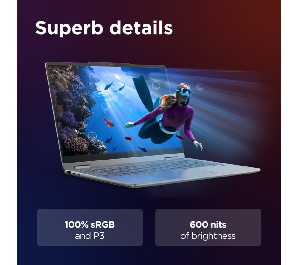 LENOVO Yoga 7 14" 2 in 1 Laptop, Copilot+ PC - Intel&reg; Core&trade; Ultra 5, 512 GB SSD, Luna Grey image number 10 of 12