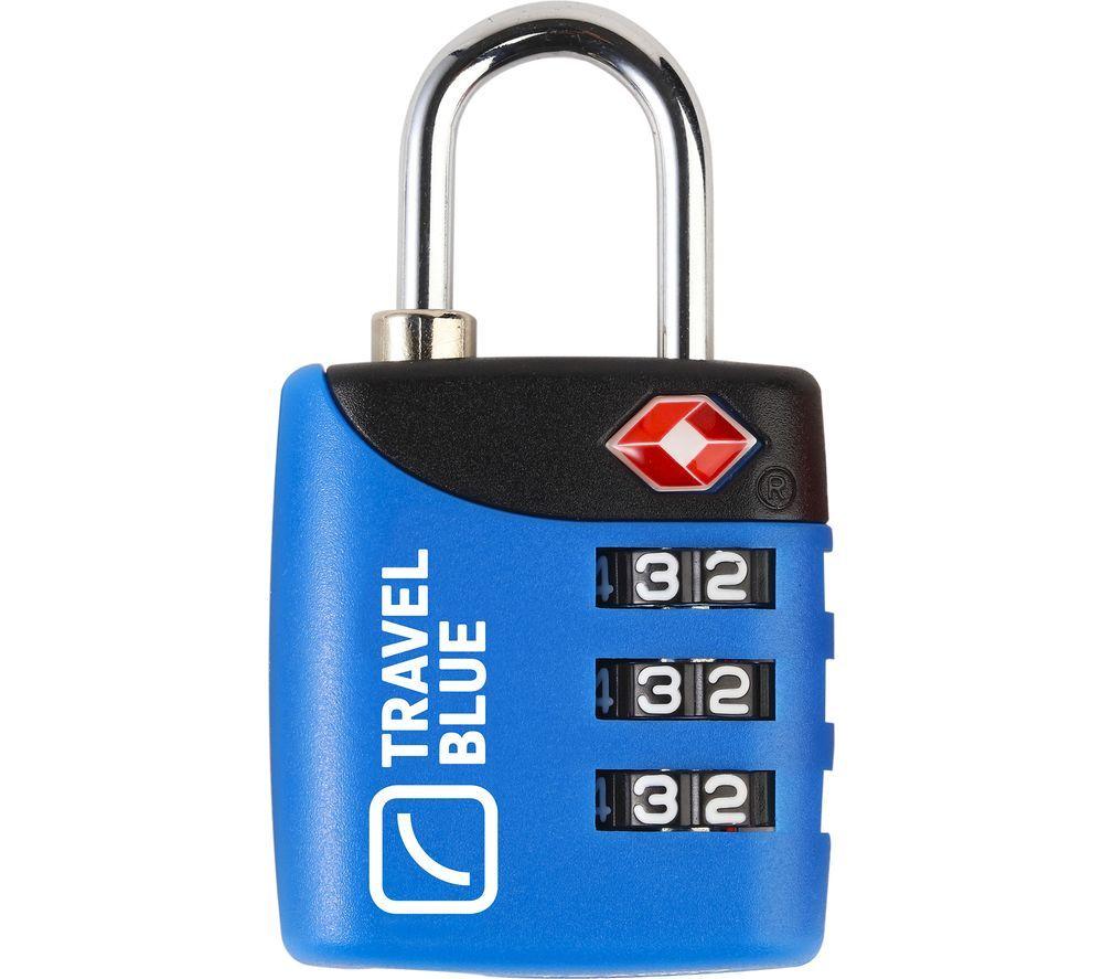 TRAVEL BLUE 3-Dial Combination Padlock - Blue