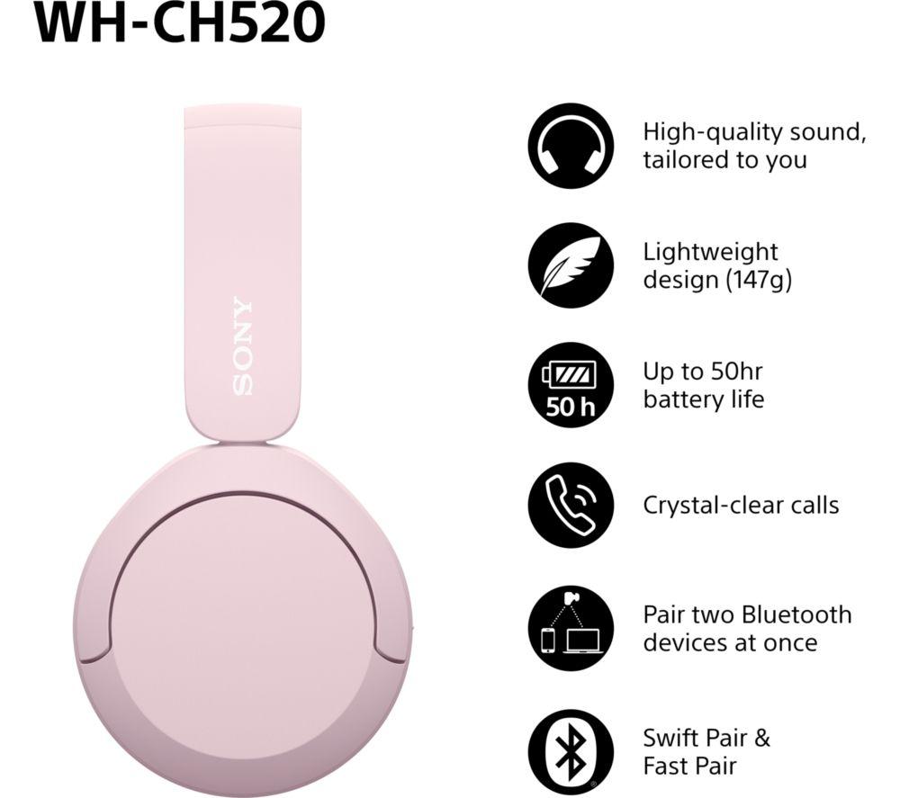 SONY WH-CH520P Wireless Bluetooth Headphones - Pink image number 29 of 73