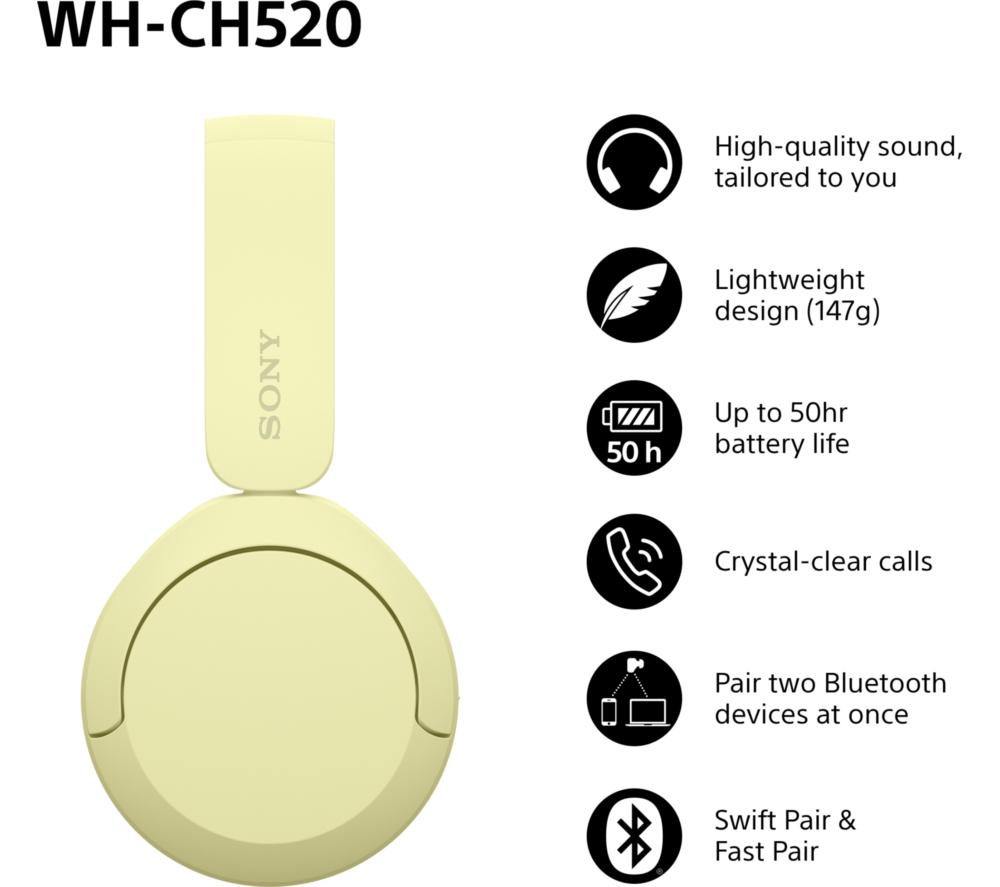 SONY WH-CH520C Wireless Bluetooth Headphones - Beige image number 2 of 15