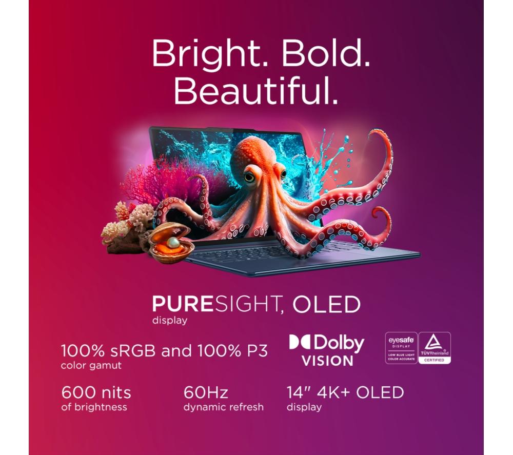 LENOVO Yoga 9 14" 2 in 1 Laptop, Copilot+ PC - Intel® Core™ Ultra 7, 1 TB SSD, Cosmic Blue