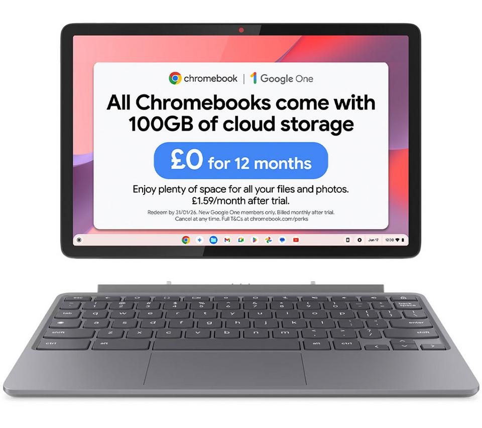 LENOVO Duet 10.95" 2 in 1 Chromebook - MediaTek Kompanio 838, 128 GB eMMC, Grey