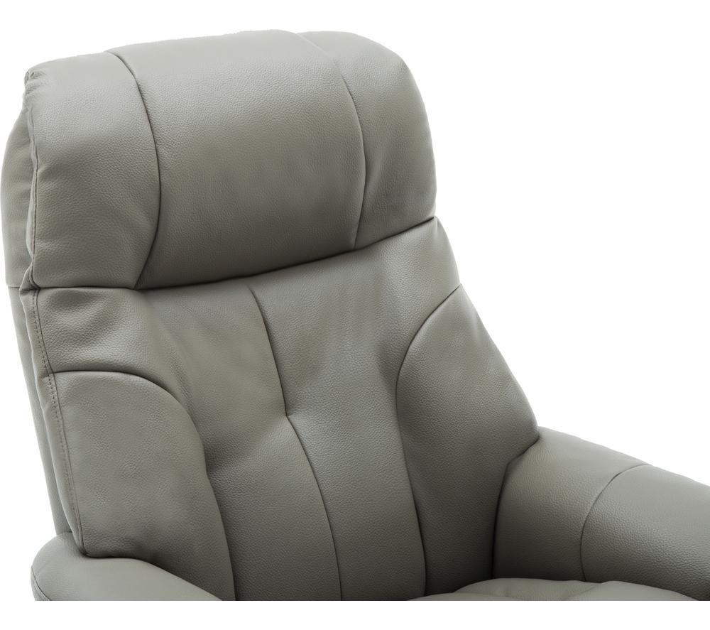 TEKNIK Denver Luxury Leather Reclining Executive Chair with Footstool - Grey image number 2 of 9