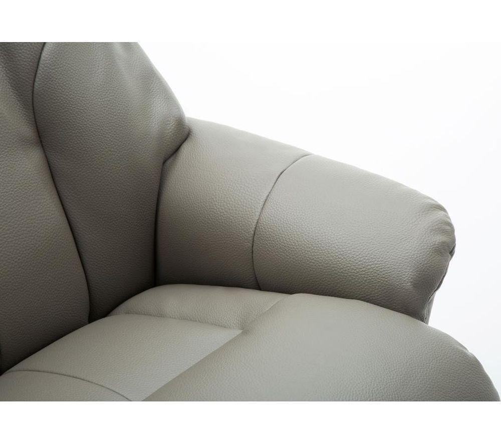 TEKNIK Denver Luxury Leather Reclining Executive Chair with Footstool - Grey image number 4 of 9