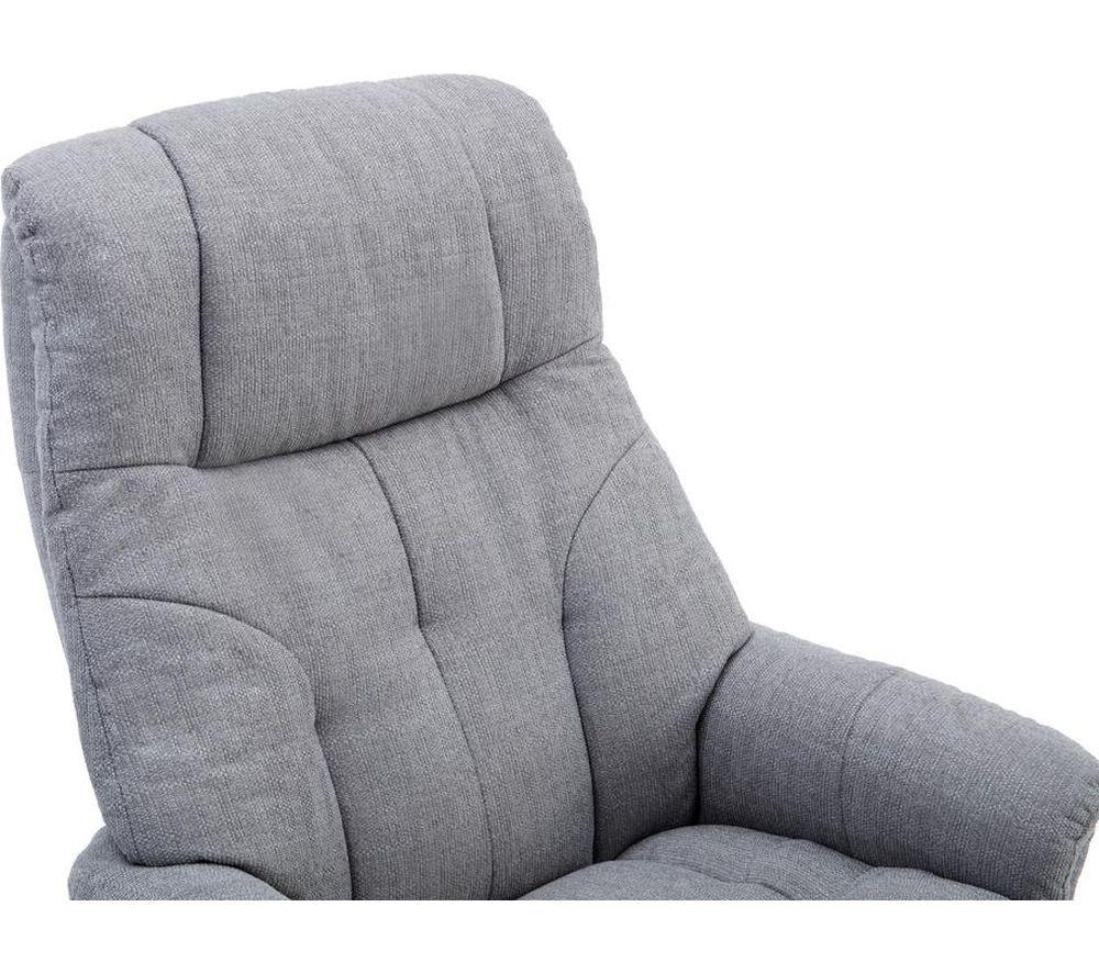 TEKNIK Denver Luxury Fabric Reclining Executive Chair with Footstool - Light Grey image number 3 of 5