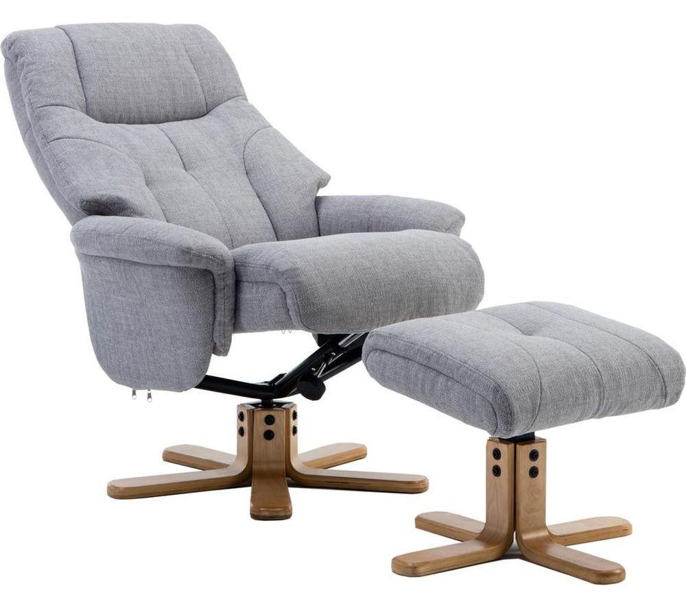 TEKNIK Denver Luxury Fabric Reclining Executive Chair with Footstool - Light Grey image number 5 of 5