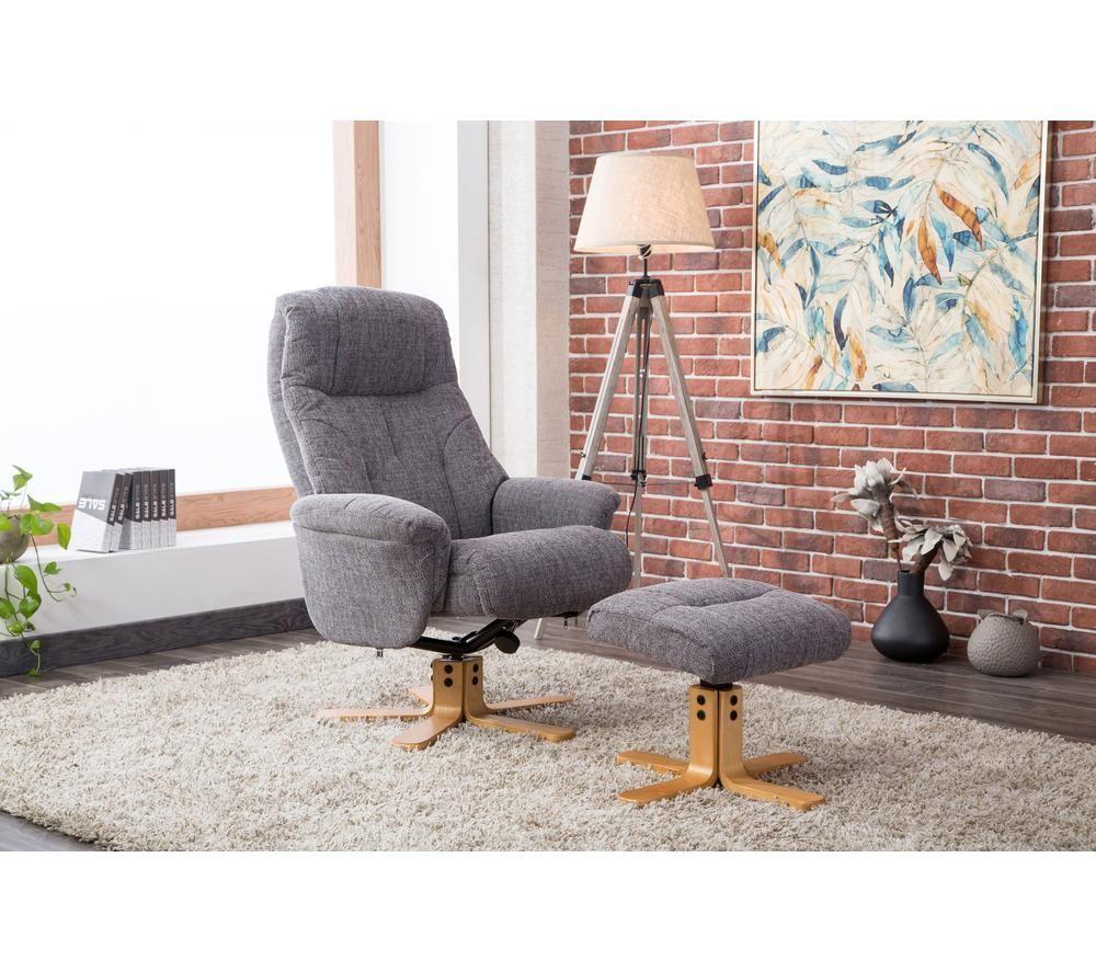 TEKNIK Denver Luxury Fabric Reclining Executive Chair with Footstool - Greystone image number 3 of 9