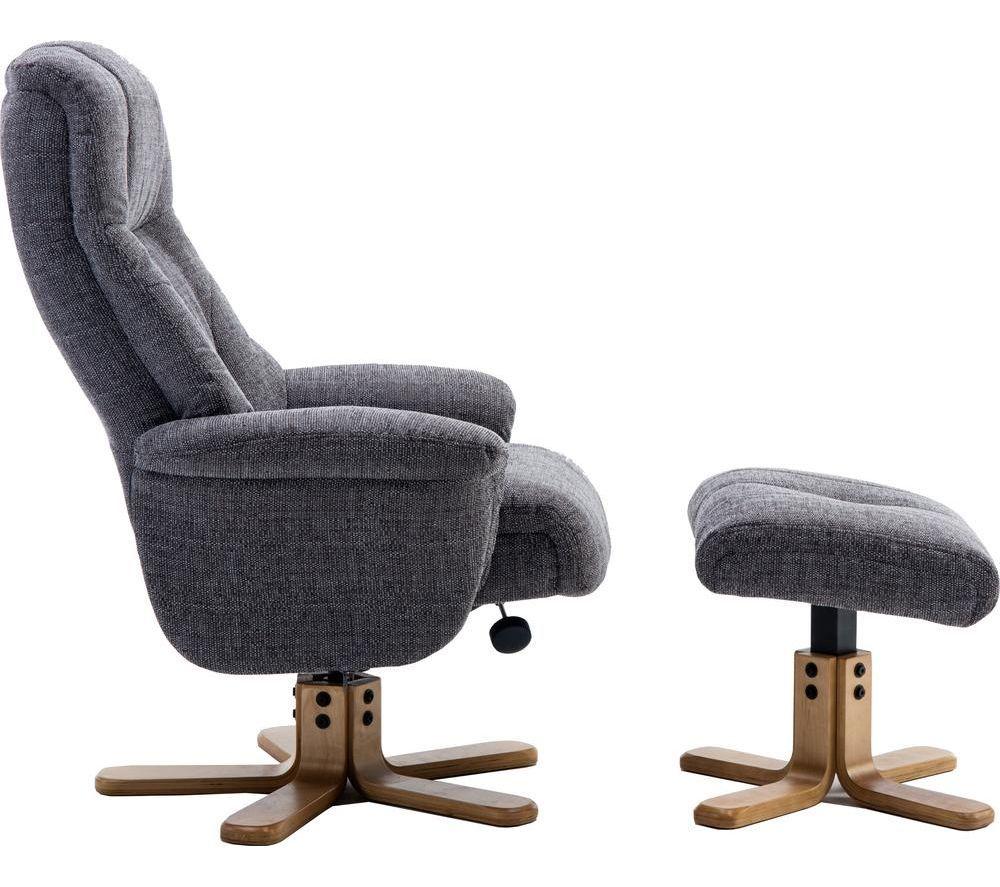 TEKNIK Denver Luxury Fabric Reclining Executive Chair with Footstool - Greystone image number 6 of 9