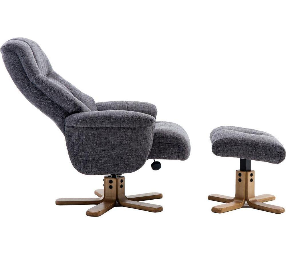 TEKNIK Denver Luxury Fabric Reclining Executive Chair with Footstool - Greystone image number 7 of 9