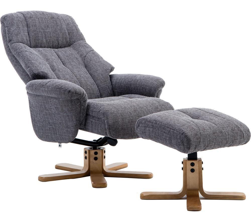 TEKNIK Denver Luxury Fabric Reclining Executive Chair with Footstool - Greystone image number 9 of 9
