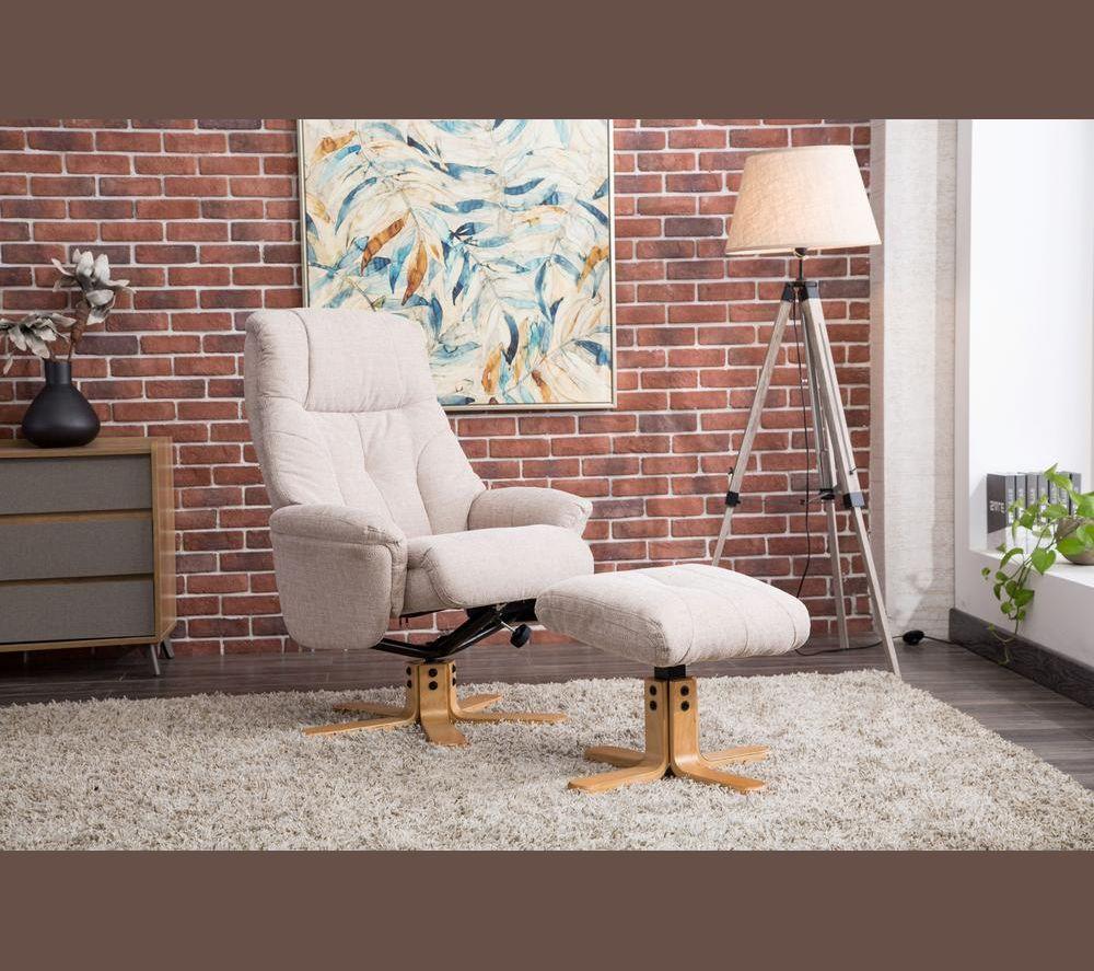 TEKNIK Denver Luxury Fabric Reclining Executive Chair with Footstool - Oatmeal image number 2 of 7
