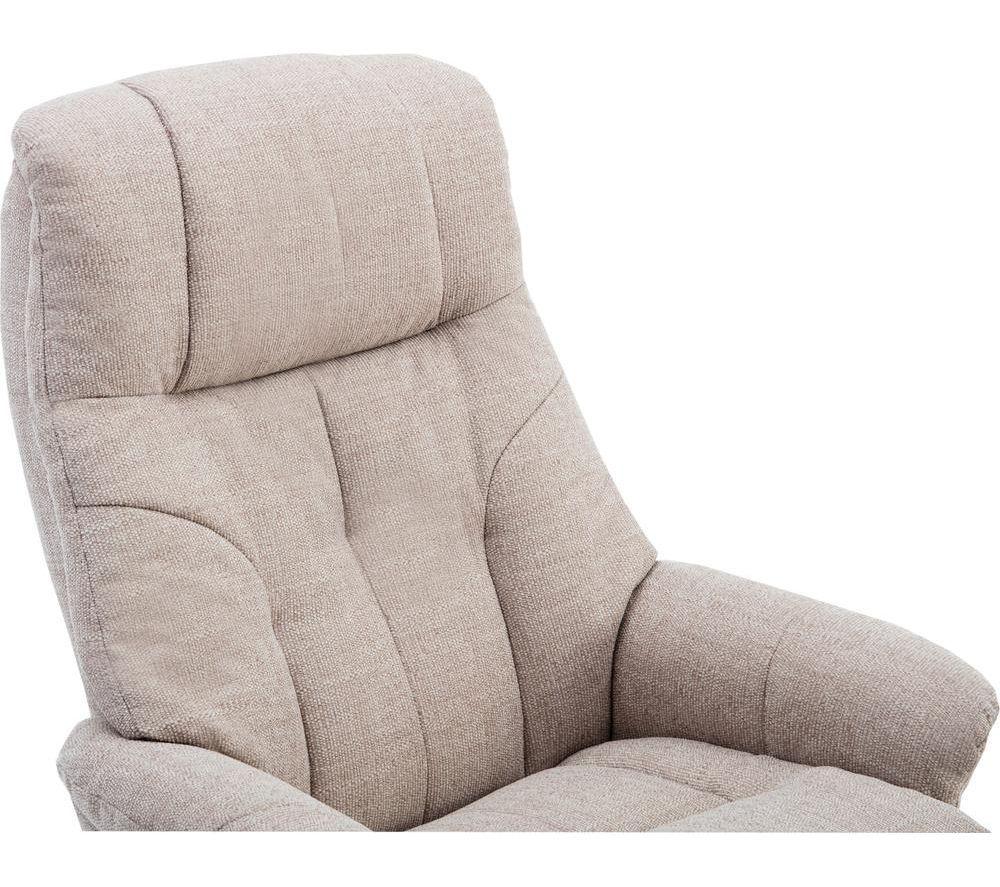 TEKNIK Denver Luxury Fabric Reclining Executive Chair with Footstool - Oatmeal image number 3 of 7