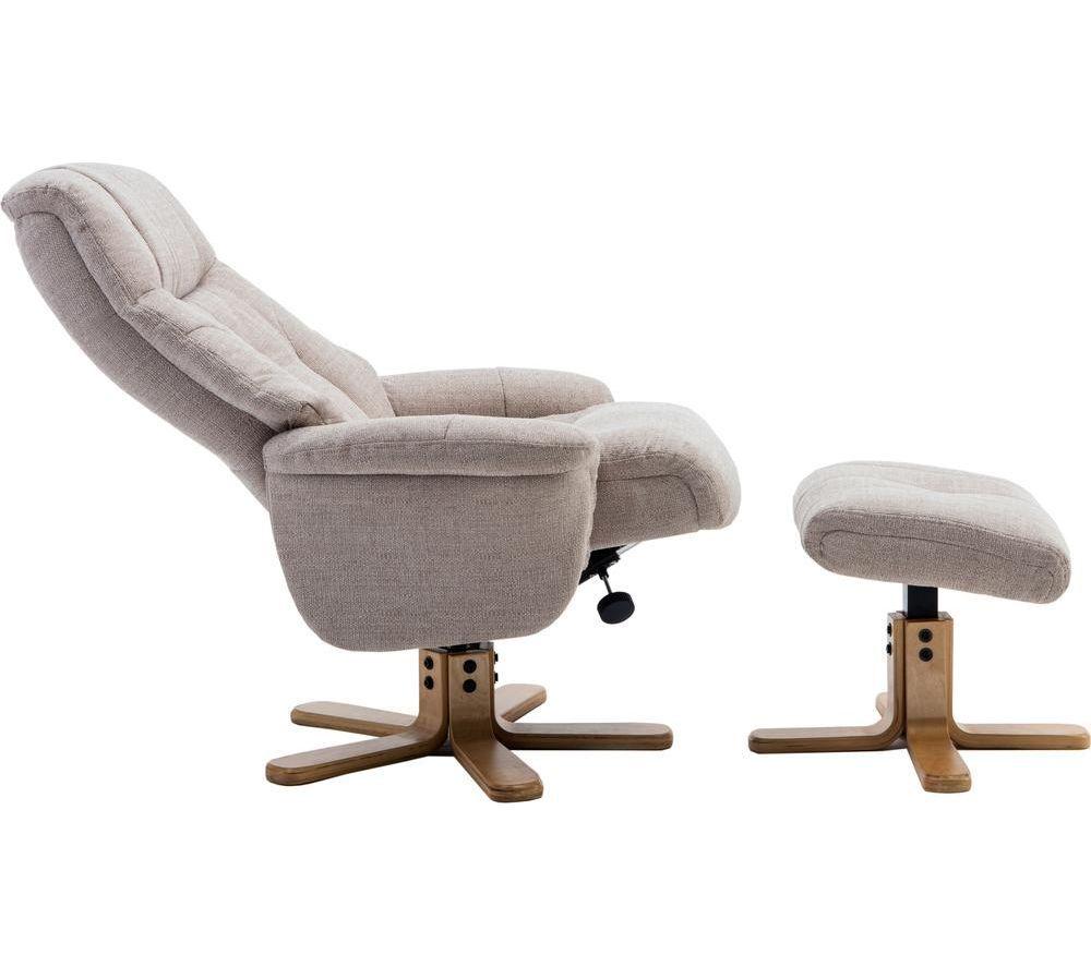 TEKNIK Denver Luxury Fabric Reclining Executive Chair with Footstool - Oatmeal image number 4 of 7