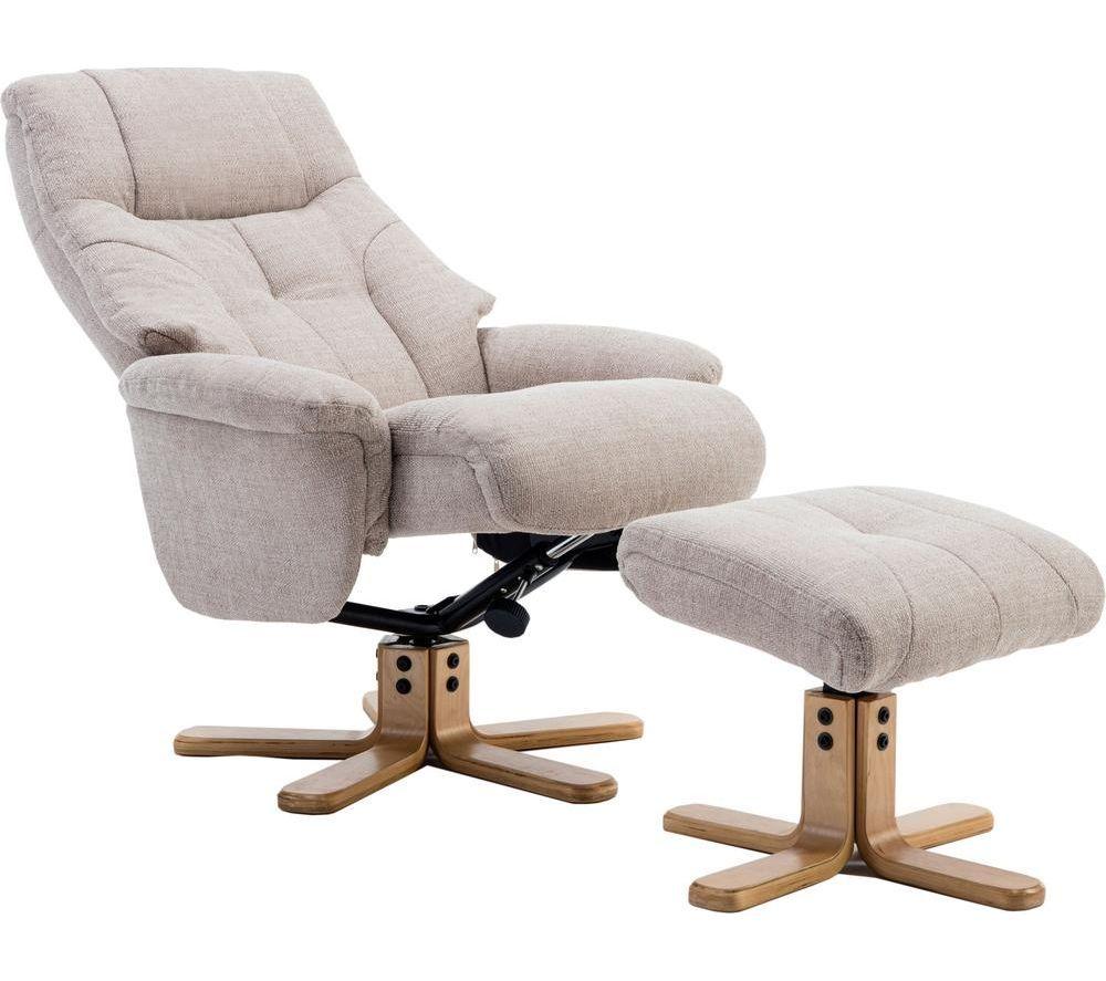 TEKNIK Denver Luxury Fabric Reclining Executive Chair with Footstool - Oatmeal image number 5 of 7