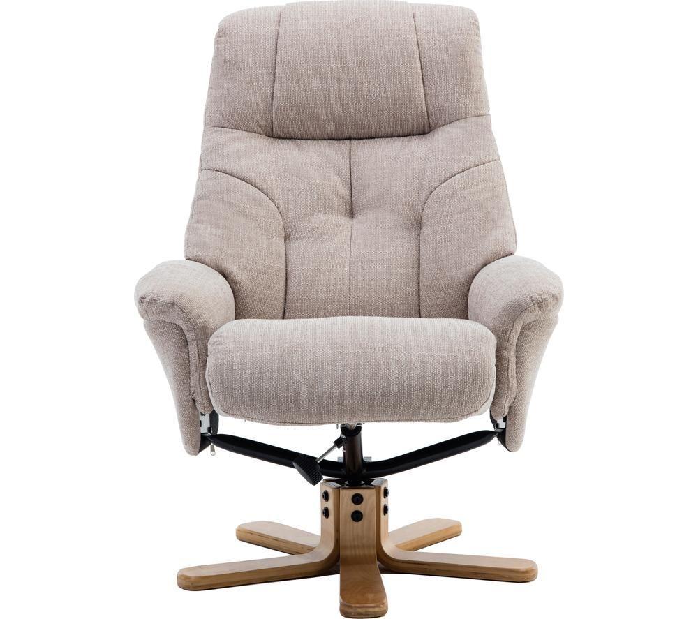 TEKNIK Denver Luxury Fabric Reclining Executive Chair with Footstool - Oatmeal image number 6 of 7