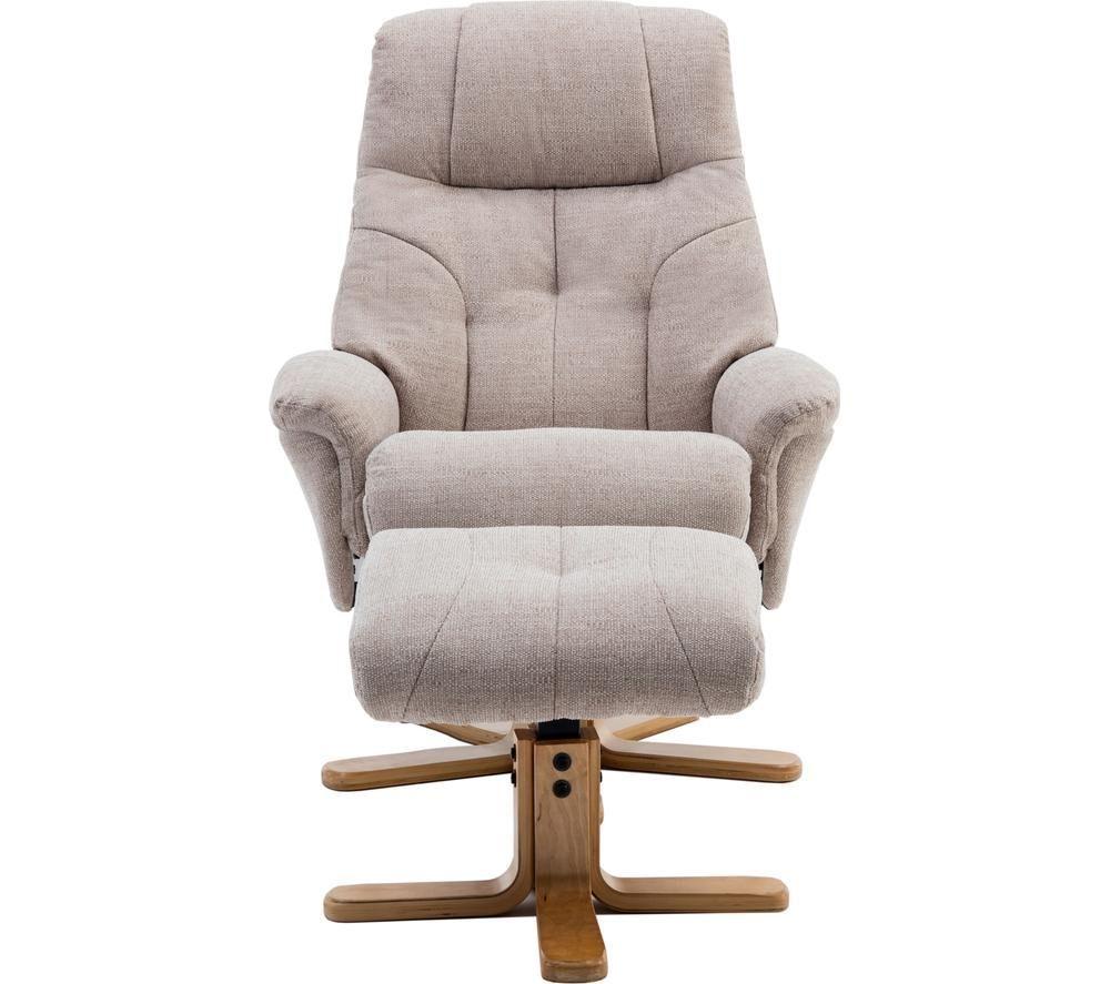 TEKNIK Denver Luxury Fabric Reclining Executive Chair with Footstool - Oatmeal image number 7 of 7