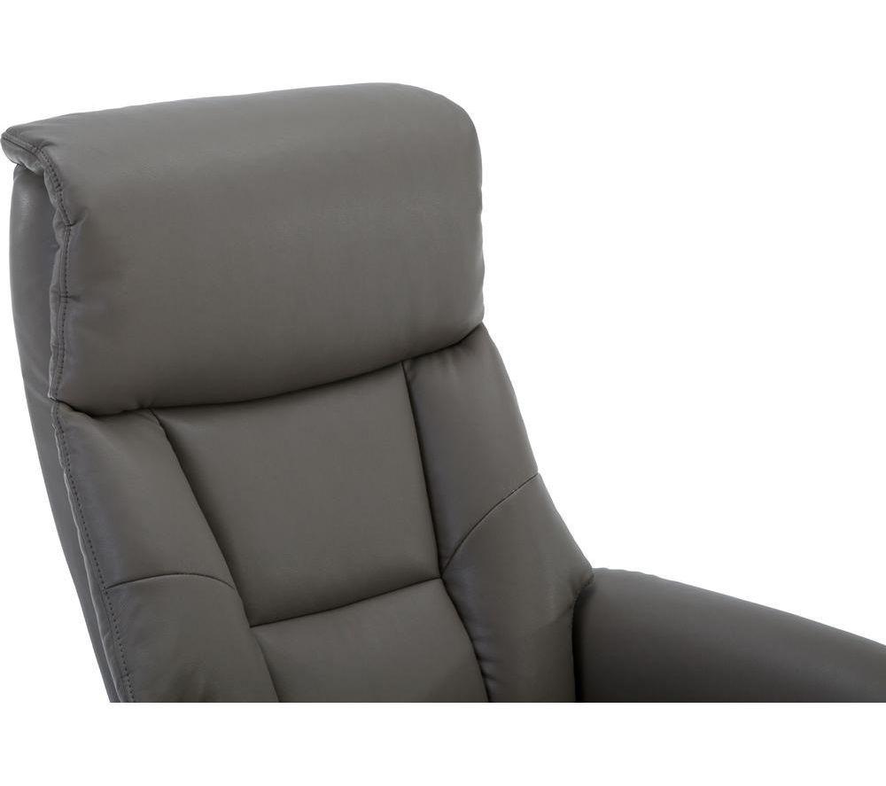 TEKNIK Montreal Luxury Leather Reclining Executive Chair with Footstool - Grey image number 4 of 4