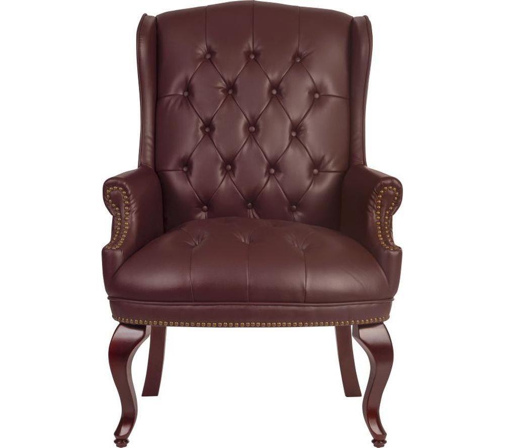 Teknik Chairman Guest Bonded Leather Executive Chair - Burgundy