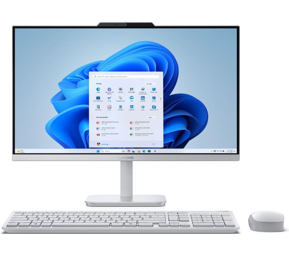 LENOVO A100 23.8" All-in-One PC - Intel Core i3-N305, 512 GB SSD, Cloud Grey