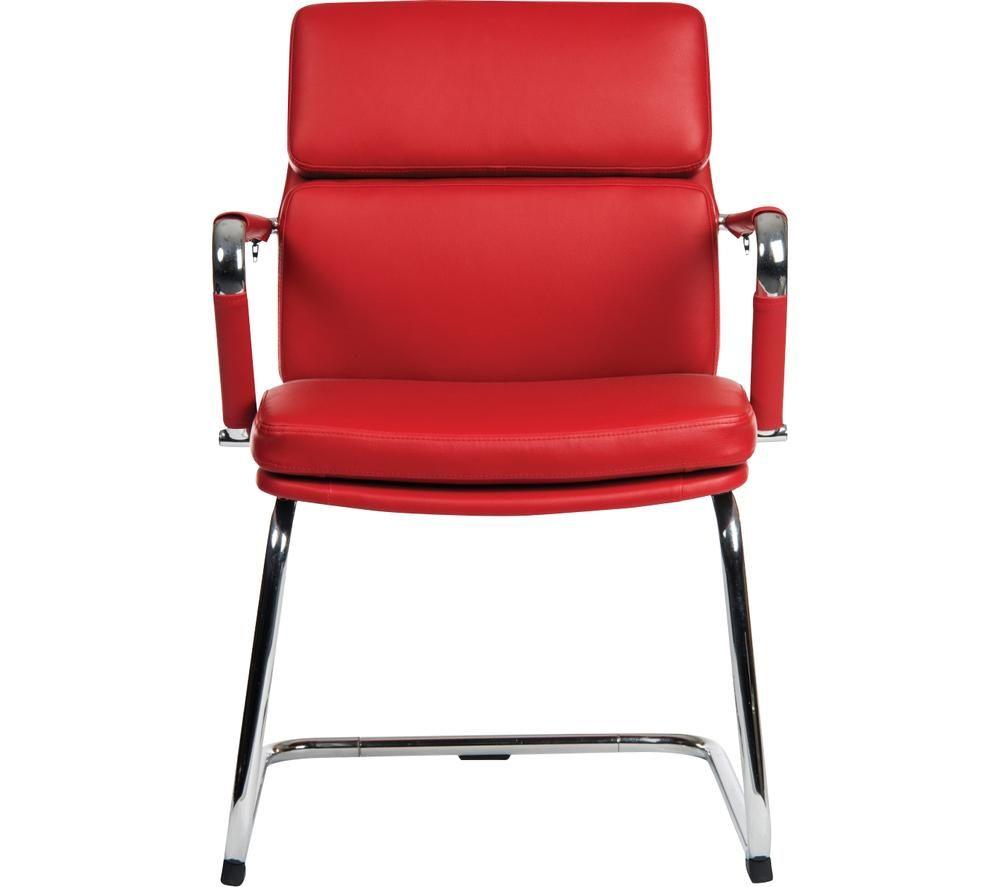 TEKNIK Deco Faux Leather Visitors Chair - Bright Chrome & Red image number 2 of 2