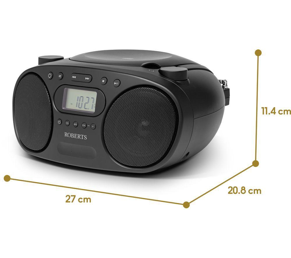 ROBERTS Zoombox FM Portable FM/AM Boombox - Black image number 4 of 4