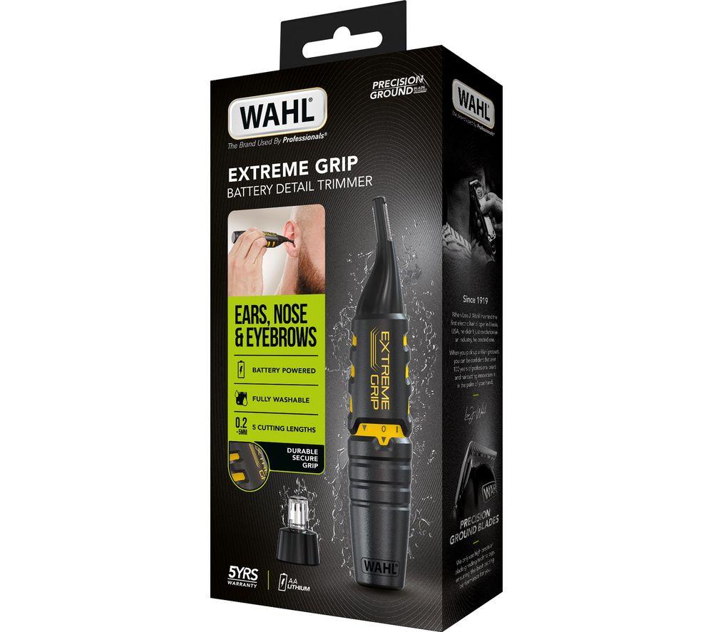 WAHL Extreme Grip Detail Wet & Dry Nose, Ear & Eyebrow Trimmer - Black & Yellow image number 3 of 3