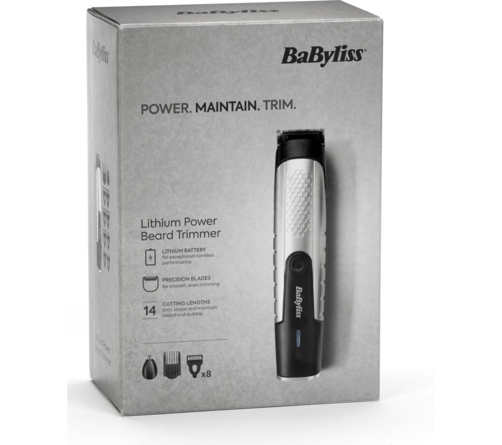 BABYLISS T812U Lithium Power Wet & Dry Beard Trimmer - Silver & Black image number 10 of 10