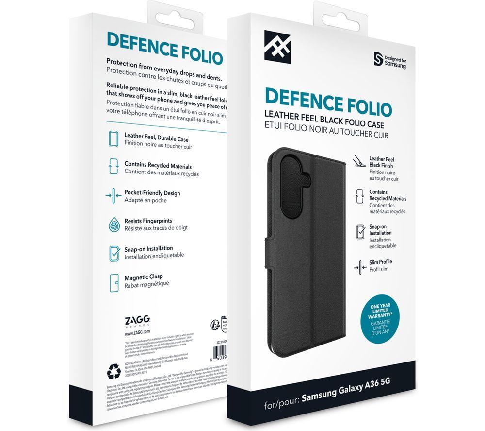 ZAGG Defence Galaxy A36 Folio Case - Black