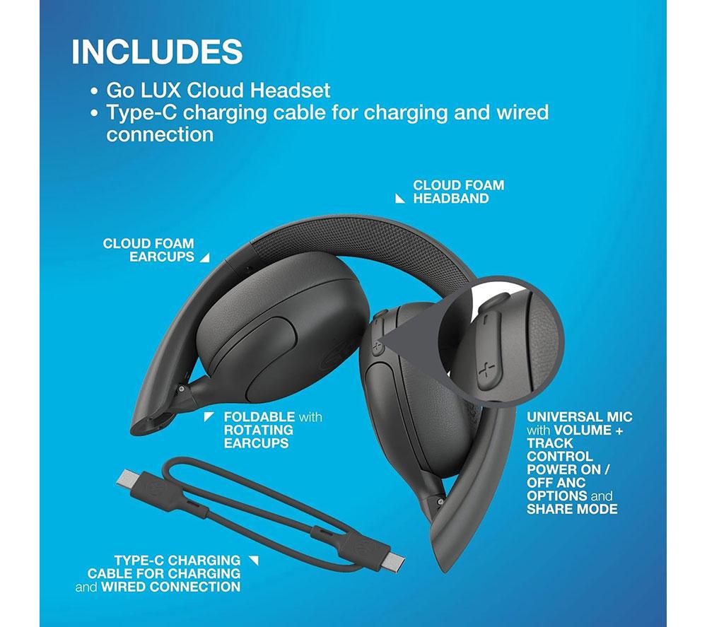 JLAB Go Lux Wireless Bluetooth Noise-Cancelling Headphones - Graphite image number 11 of 12