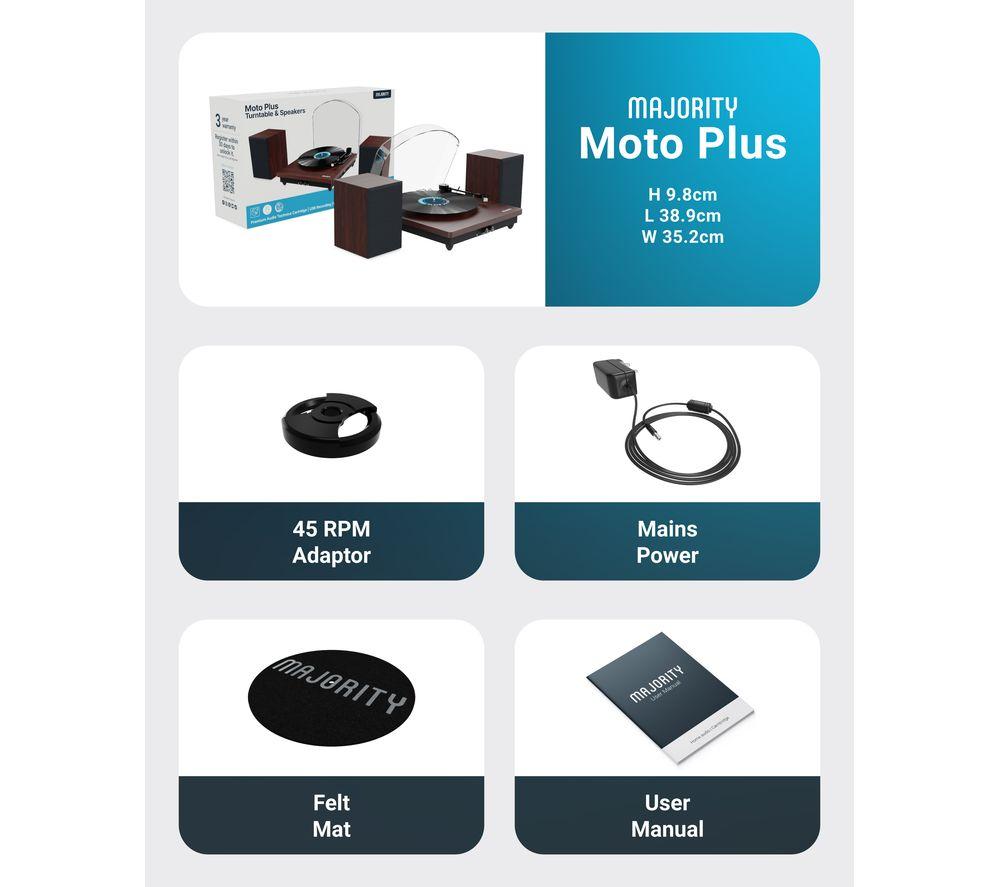 MAJORITY Moto Plus Belt Drive Bluetooth Turntable - Walnut image number 3 of 3