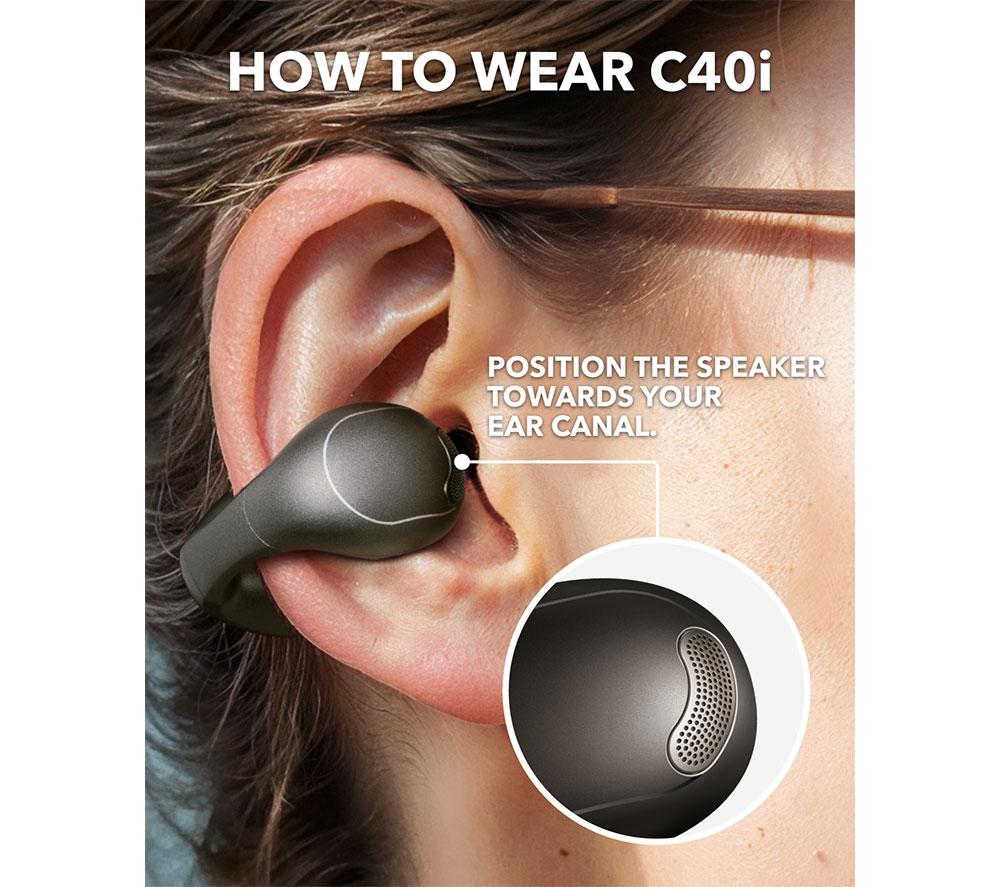 SOUNDCORE C40i Open-Ear Wireless Bluetooth Earbuds - Dark Grey image number 7 of 8