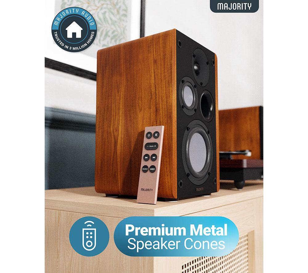 MAJORITY D100 Bluetooth Bookshelf Speakers - Black & Wood image number 5 of 8