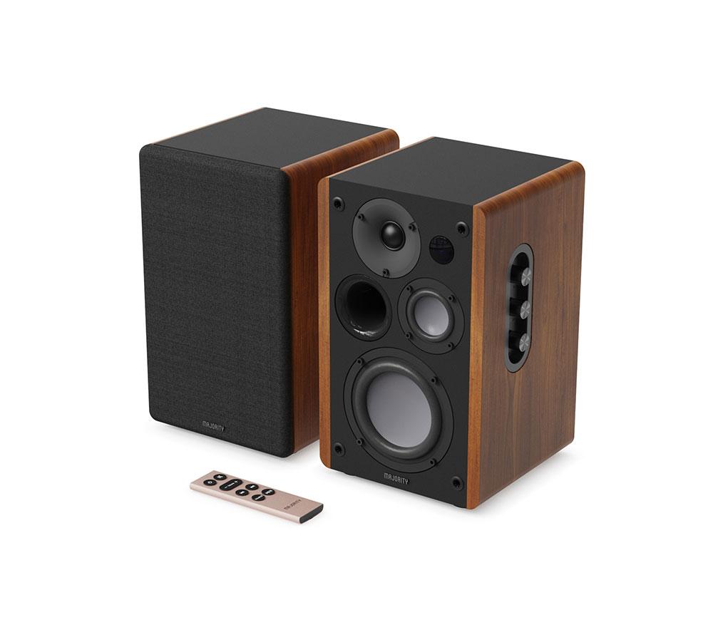 MAJORITY D100 Bluetooth Bookshelf Speakers - Black & Wood image number 8 of 8