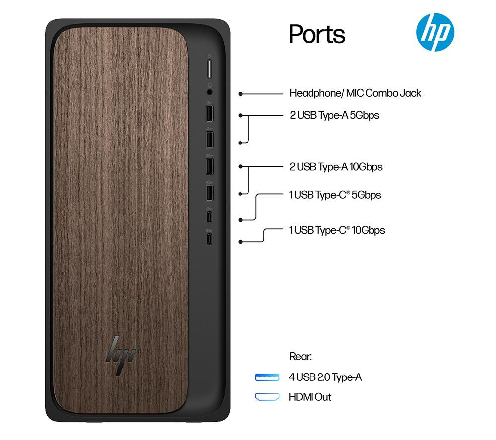 HP OmniDesk M03-0001na AI Desktop PC - Intel&reg; Core&trade; Ultra 5, 1 TB SSD, Dark Wood image number 5 of 10