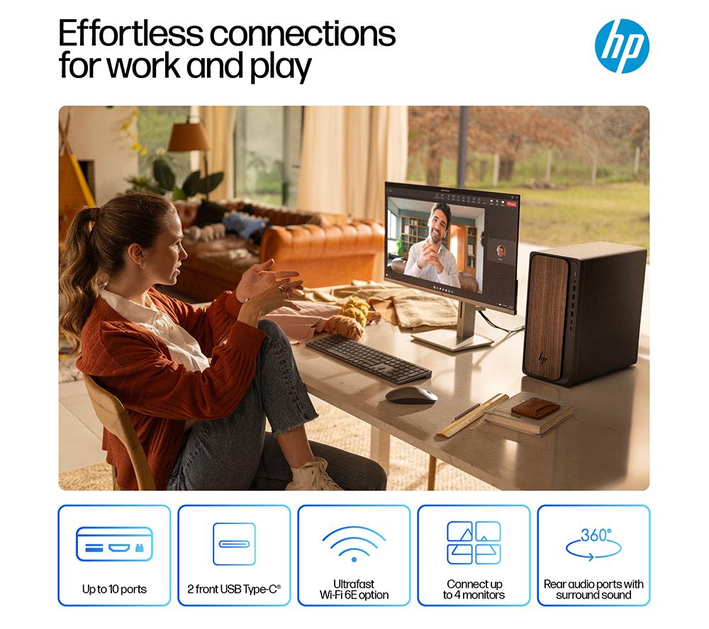 HP OmniDesk M03-0001na AI Desktop PC - Intel&reg; Core&trade; Ultra 5, 1 TB SSD, Dark Wood image number 8 of 10