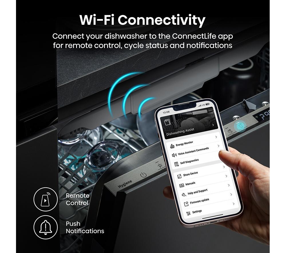 HISENSE HV673A60UK Full-size Fully Integrated WiFi-enabled Dishwasher image number 9 of 24