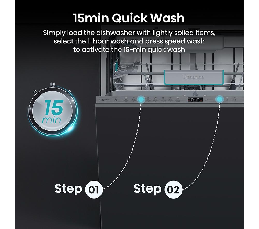 HISENSE HV673A60UK Full-size Fully Integrated WiFi-enabled Dishwasher image number 10 of 24
