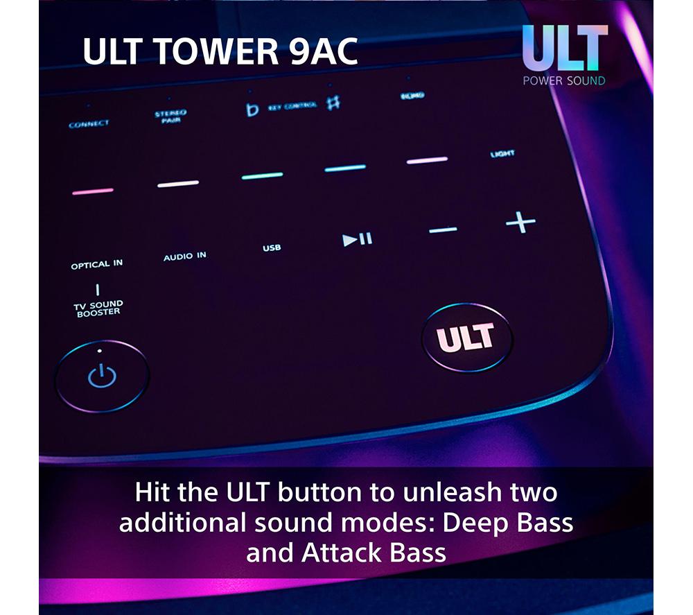 SONY ULT Tower 9AC Bluetooth Party Speaker - Black image number 4 of 29