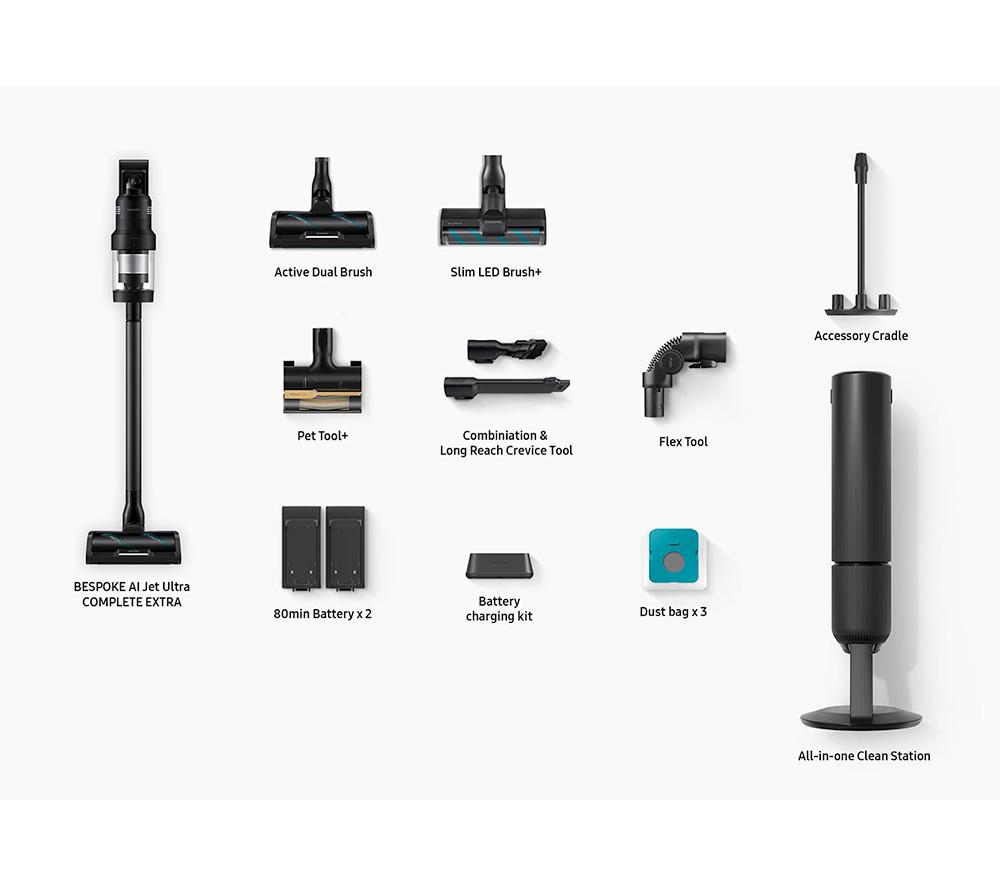 SAMSUNG Bespoke AI Jet Ultra Max 400W Suction Power VS90F40DEK/EU Cordless Vacuum Cleaner with AI Cleaning - Satin Black image number 13 of 15