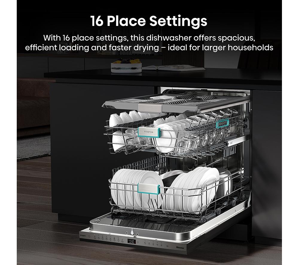 HISENSE UV Clean HV693A60UVADUK Full-size Fully Integrated WiFi-enabled Dishwasher image number 6 of 29
